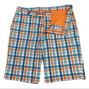 SH172 Slazenger Golf Brand Plaid Performance Shorts 34